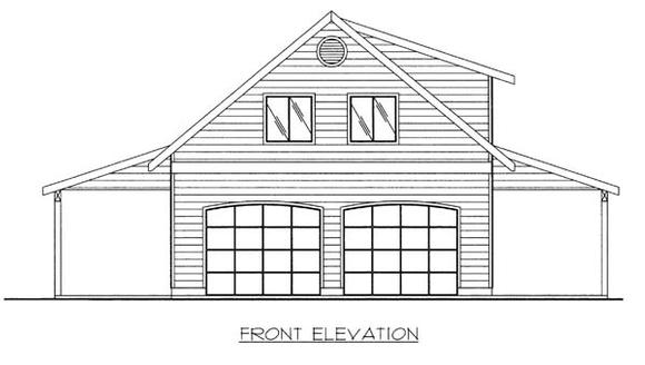 2 Car Garage Apartment Plan 86581 with 1 Beds, 1 Baths Elevation