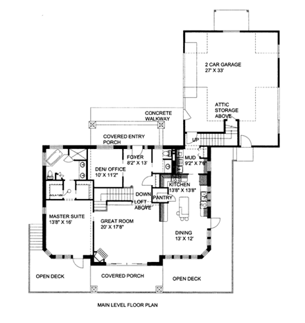 House Plan 86623 with 2 Beds, 3 Baths, 2 Car Garage First Level Plan
