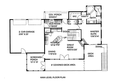 Contemporary, Traditional House Plan 86661 with 3 Beds, 4 Baths, 2 Car Garage First Level Plan