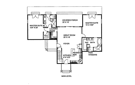 House Plan 86667 with 2 Beds, 2 Baths First Level Plan