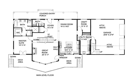 House Plan 86692 with 3 Beds, 3 Baths, 2 Car Garage First Level Plan