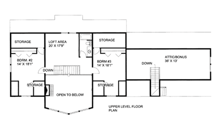 House Plan 86692 with 3 Beds, 3 Baths, 2 Car Garage Second Level Plan
