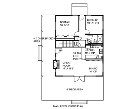 House Plan 86698 with 2 Beds, 2 Baths First Level Plan