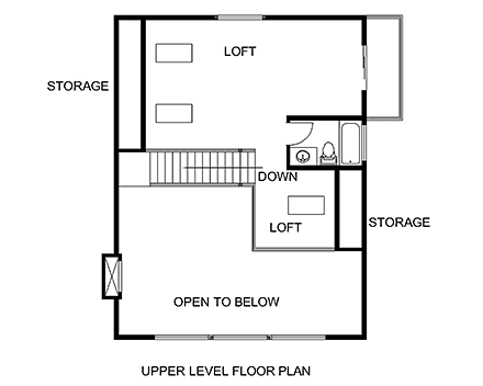House Plan 86698 with 2 Beds, 2 Baths Second Level Plan