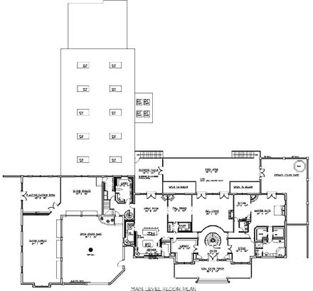 Tudor House Plan 86706 with 15 Beds, 13 Baths, 5 Car Garage First Level Plan