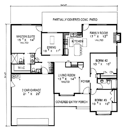 House Plan 86718 - Traditional Style with 1740 Sq Ft, 3 Bed, 2 Ba