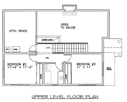 Craftsman House Plan 86749 with 3 Beds, 2 Baths, 1 Car Garage Second Level Plan
