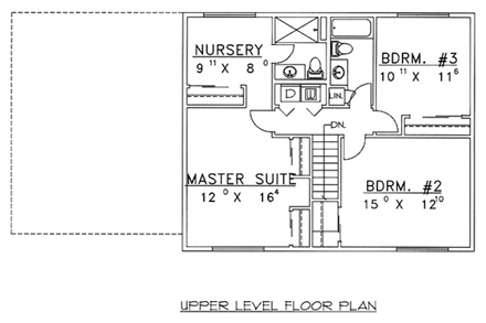 Traditional House Plan 86751 with 3 Beds, 2 Baths, 2 Car Garage Second Level Plan