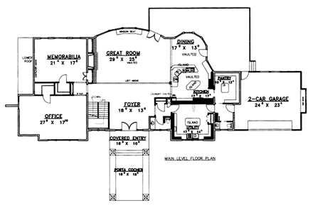 Contemporary House Plan 86771 with 3 Beds, 4 Baths, 2 Car Garage First Level Plan