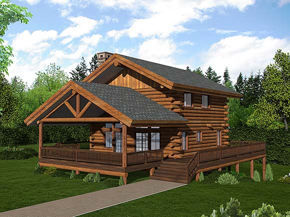 Log House Plan 86788 with 2 Beds, 2 Baths Elevation