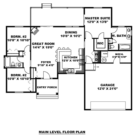 Traditional House Plan 86806 with 3 Beds, 2 Baths, 2 Car Garage First Level Plan