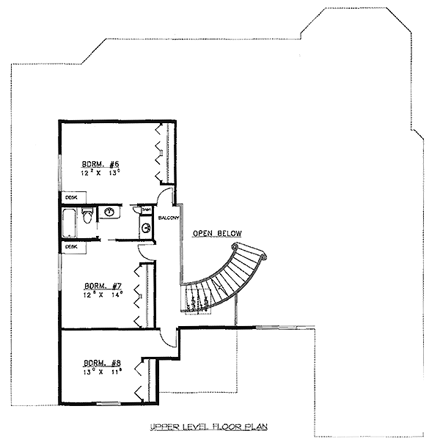 European House Plan 86843 with 8 Beds, 6 Baths, 3 Car Garage Second Level Plan