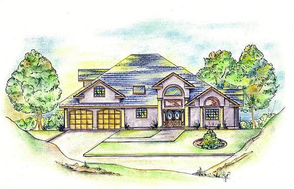European House Plan 86843 with 8 Beds, 6 Baths, 3 Car Garage Elevation