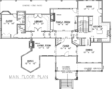 Victorian House Plan 86852 with 6 Beds, 6 Baths First Level Plan