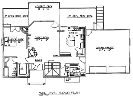 Traditional House Plan 86856 with 4 Beds, 3 Baths, 2 Car Garage First Level Plan