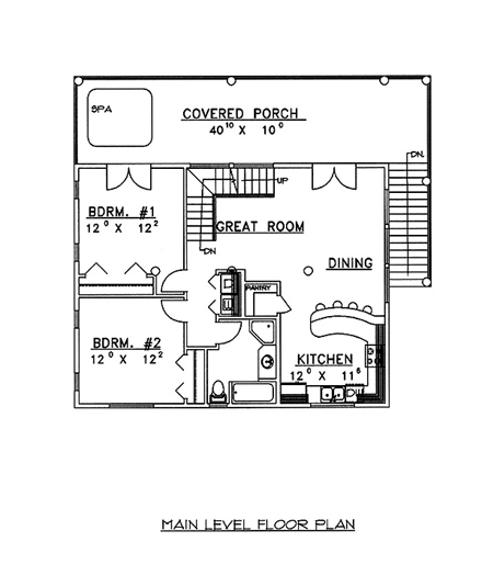 House Plan 86862 with 2 Beds, 1 Baths, 3 Car Garage First Level Plan