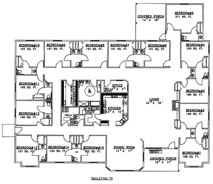 Traditional House Plan 86874 with 15 Beds, 11 Baths First Level Plan