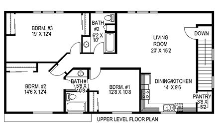 4 Car Garage Apartment Plan 86883 with 3 Beds, 2 Baths Second Level Plan