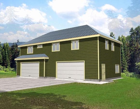 4 Car Garage Apartment Plan 86883 with 3 Beds, 2 Baths Elevation