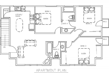 4 Car Garage Apartment Plan 86895 with 3 Beds, 2 Baths Second Level Plan