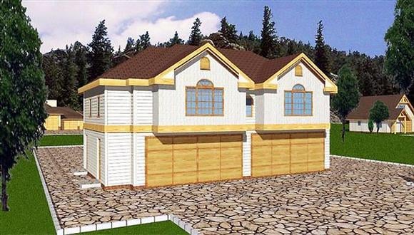 4 Car Garage Apartment Plan 86895 with 3 Beds, 2 Baths Elevation