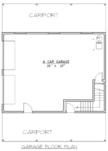 4 Car Garage Apartment Plan 86898 with 2 Beds, 1 Baths First Level Plan