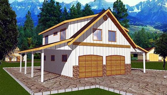 4 Car Garage Apartment Plan 86898 with 2 Beds, 1 Baths Elevation