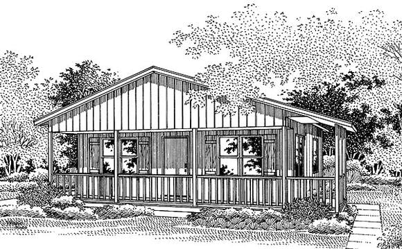 Country, Narrow Lot, One-Story House Plan 86902 with 2 Beds, 1 Baths Elevation