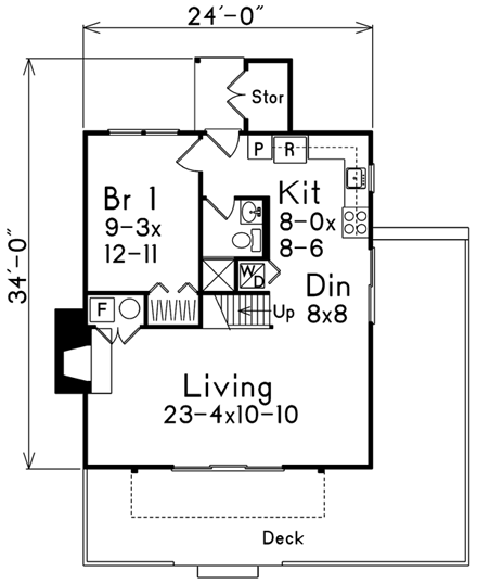 Cabin, Narrow Lot House Plan 86943 with 5 Beds, 2 Baths First Level Plan