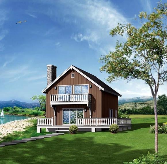 Cabin, Narrow Lot House Plan 86943 with 5 Beds, 2 Baths Elevation
