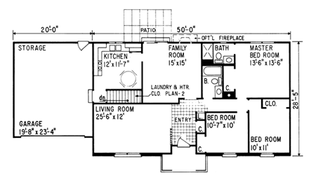 One-Story, Ranch House Plan 86944 with 3 Beds, 2 Baths, 2 Car Garage First Level Plan