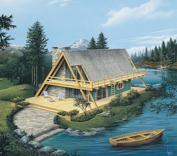 A-Frame House Plan 86952 with 2 Beds, 1 Baths Elevation