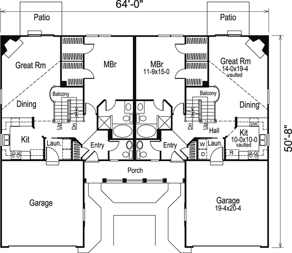 Multi-Family Plan 86954 - Traditional Style with 2986 Sq Ft, 6 Be