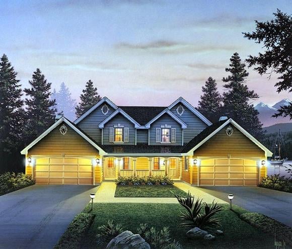Country, Traditional Multi-Family Plan 86954 with 6 Beds, 6 Baths, 4 Car Garage Elevation