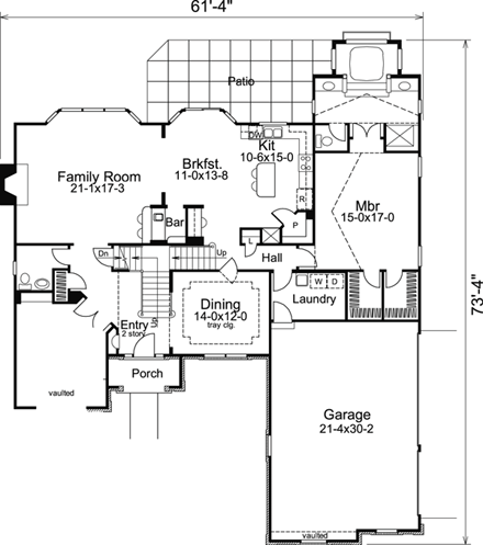 Traditional House Plan 86963 with 4 Beds, 4 Baths, 1 Car Garage First Level Plan