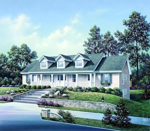 Cape Cod, Country, Ranch Multi-Family Plan 86977 with 5 Beds, 5 Baths Elevation