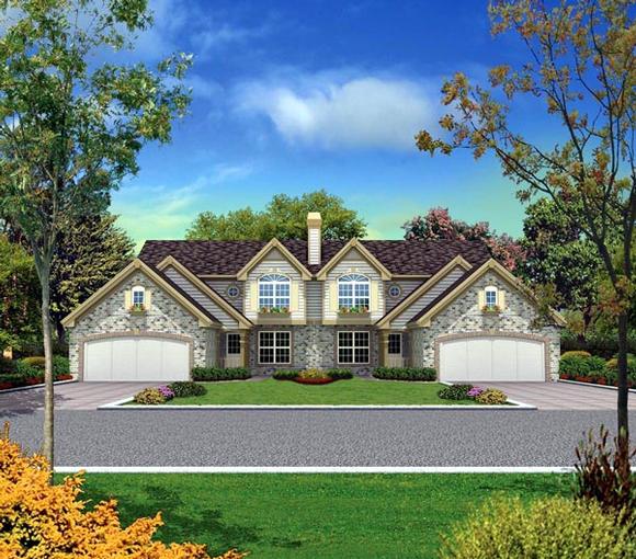 Craftsman, European, Traditional Multi-Family Plan 86982 with 6 Beds, 6 Baths, 4 Car Garage Elevation