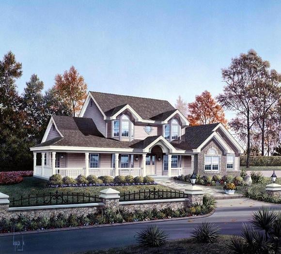 Colonial, Country, Farmhouse, Southern, Traditional House Plan 86984 with 4 Beds, 3 Baths, 2 Car Garage Elevation