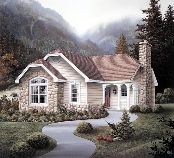 Cabin, Cottage, Country, Ranch House Plan 86986 with 2 Beds, 2 Baths, 1 Car Garage Elevation