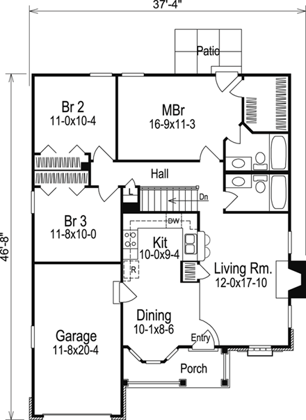Cabin, Cottage, Country, Ranch, Traditional House Plan 86990 with 3 Beds, 2 Baths, 1 Car Garage First Level Plan