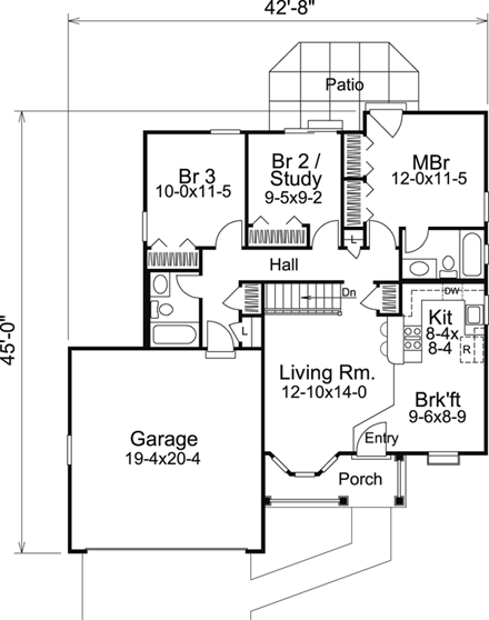Cabin, Cottage, Ranch, Traditional House Plan 86992 with 3 Beds, 2 Baths, 2 Car Garage First Level Plan