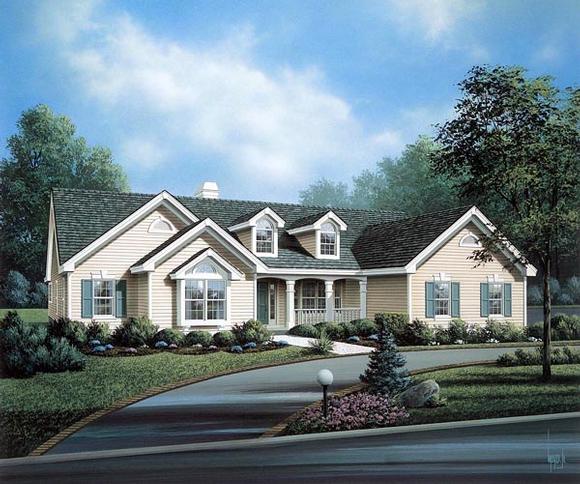 Cape Cod, Country, Ranch, Traditional House Plan 86993 with 4 Beds, 3 Baths, 3 Car Garage Elevation
