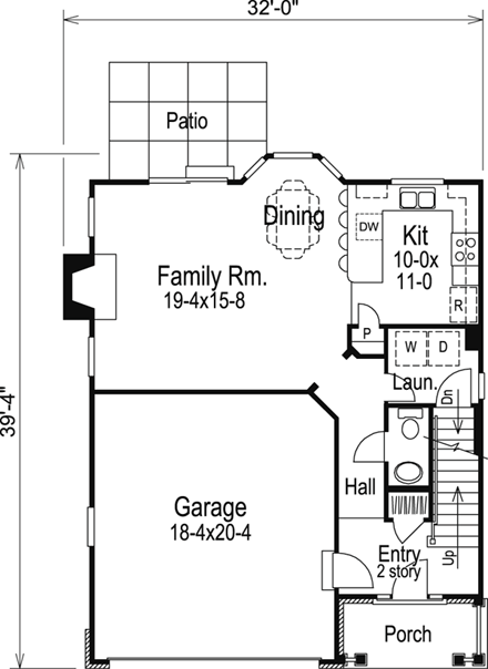 Traditional House Plan 86994 with 3 Beds, 3 Baths, 2 Car Garage First Level Plan