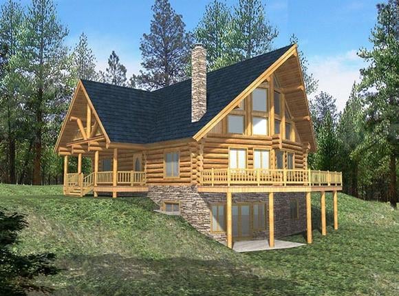 Contemporary, Log House Plan 87003 with 6 Beds, 3 Baths Elevation