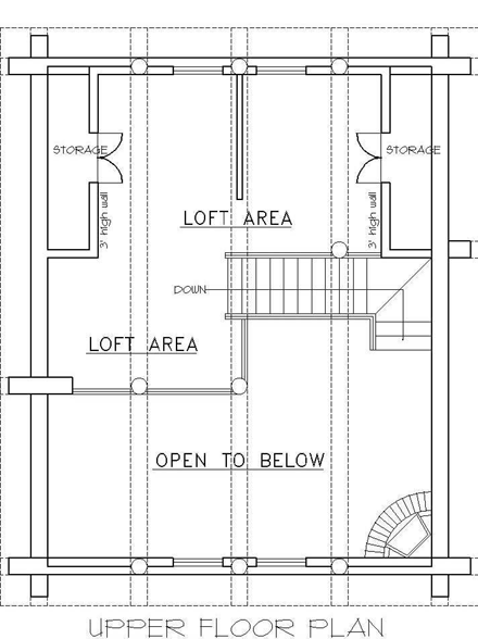 Log House Plan 87006 with 1 Beds, 1 Baths Second Level Plan