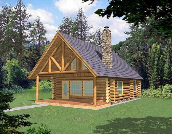 Log House Plan 87028 with 1 Beds, 1 Baths Elevation