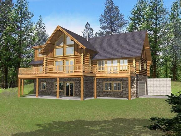 Contemporary, Log House Plan 87029 with 3 Beds, 2.5 Baths, 2 Car Garage Elevation
