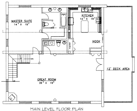 Contemporary, Log House Plan 87040 with 3 Beds, 3.5 Baths, 3 Car Garage First Level Plan