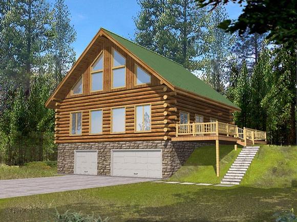 Contemporary, Log House Plan 87040 with 3 Beds, 3.5 Baths, 3 Car Garage Elevation