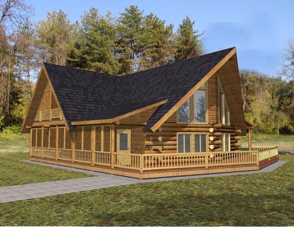 Log House Plan 87049 with 3 Beds, 2 Baths, 2 Car Garage Elevation
